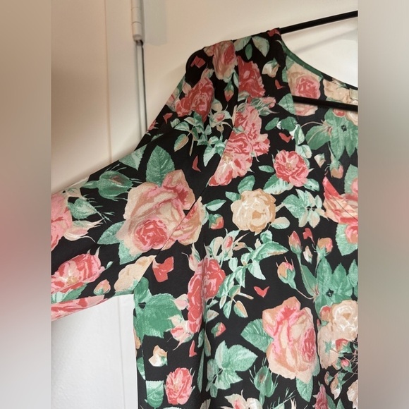 Lovers + Friends Black Pink Cream Rose Floral Cold Shoulder Mini Dress Size M - Picture 5 of 16